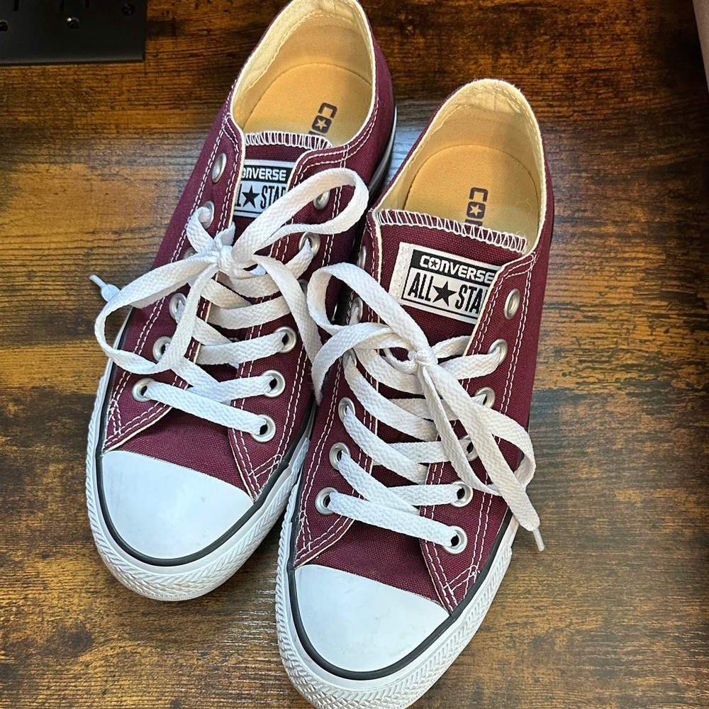 Converse Burgundy and White Low-Top Sneakers